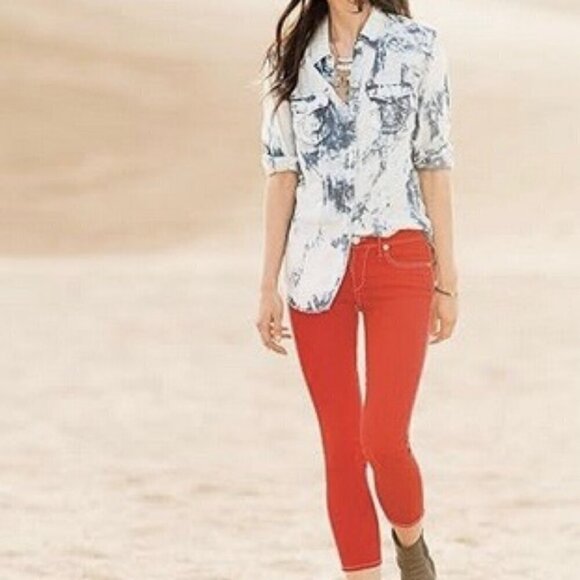 Rare True Religion Indigo Navy Tie-Dye Button Down Georgia Shirt Snap Closure XS - Picture 2 of 15